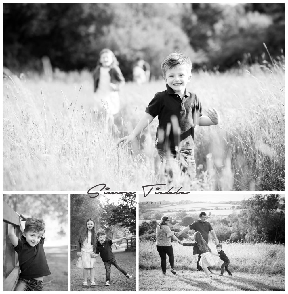 children run through fields at sunset in mansfield