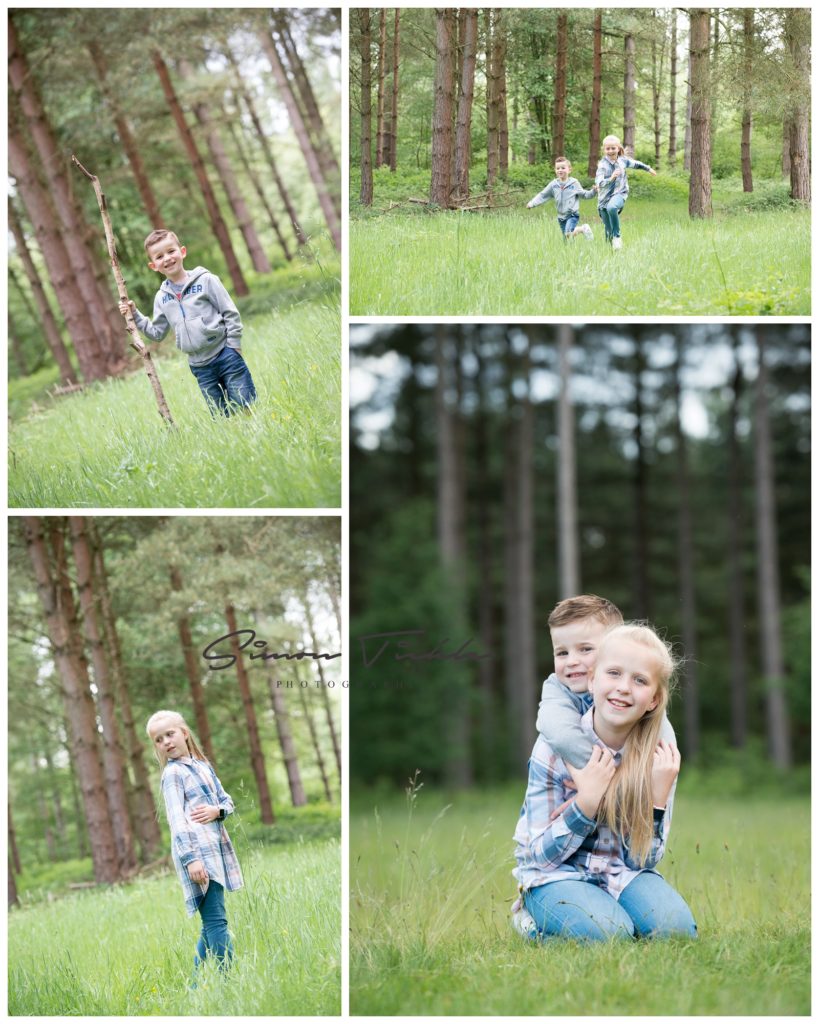 children play at sunset during family photoshoot nottingham